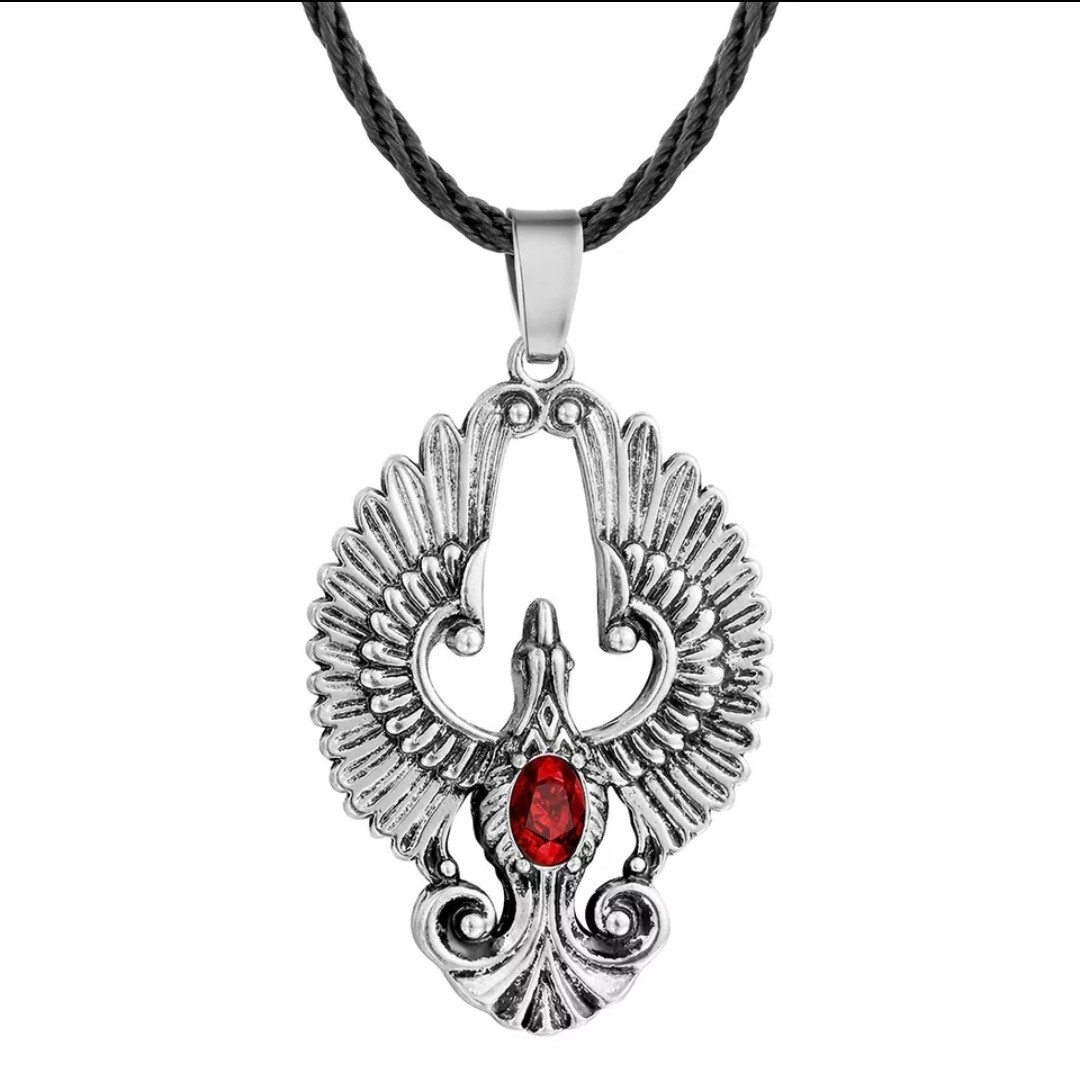 Mens Slavic Viking Phoenix Fire Bird Antique Silver Color Pendant Necklace 28-2