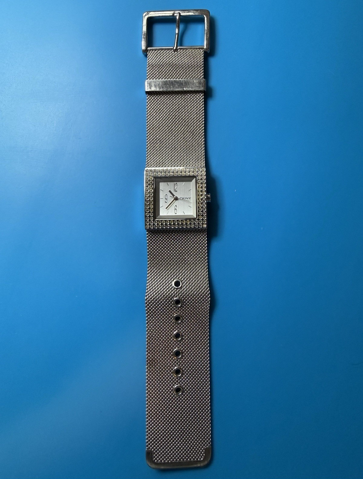 DKNY Women’s Silver Square Dial Mesh Band Quartz Wristwatch 30m