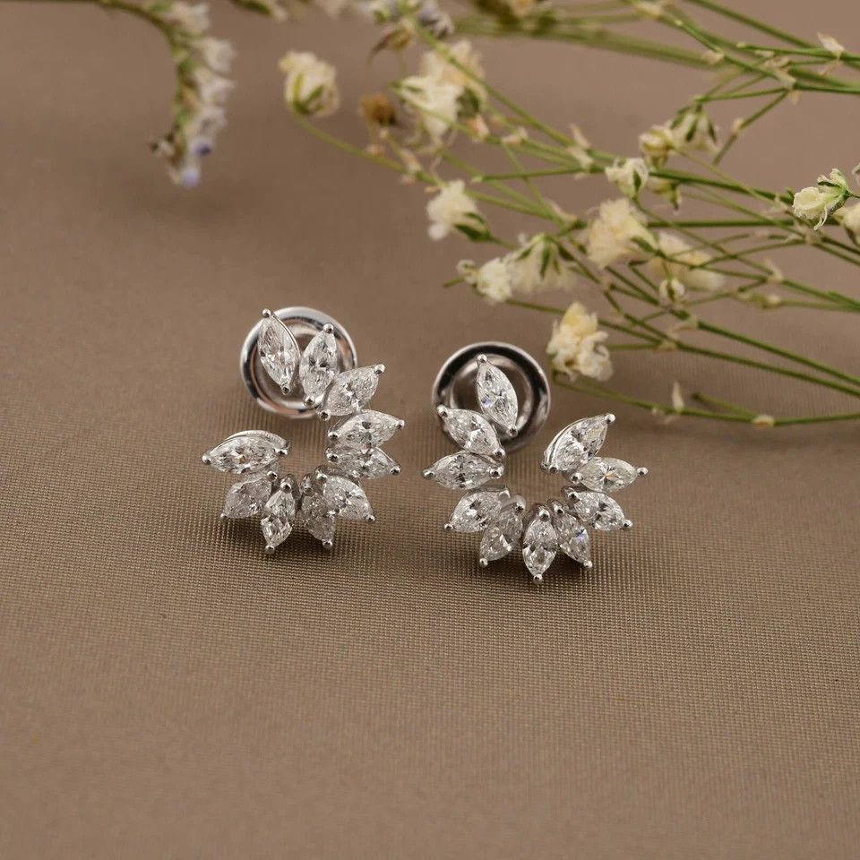 .15 POINTER FANCY MOISSANITE EARRING ,925 SILVER FOR REGULAR USE,PARTY USE