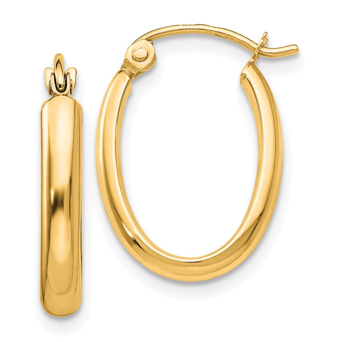 18.25mm 14K Yellow Gold Polished 2.75mm Oval Tube Hoop Earrings TF113Y