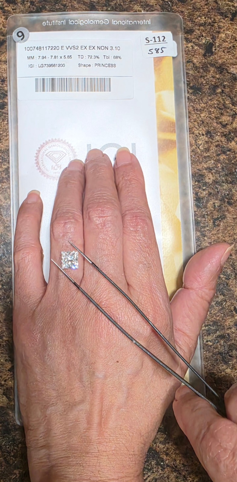 IGI Certified 3.10 CT Princess Cut Lab Grown Loose Diamond E Color VVS2 Clarity