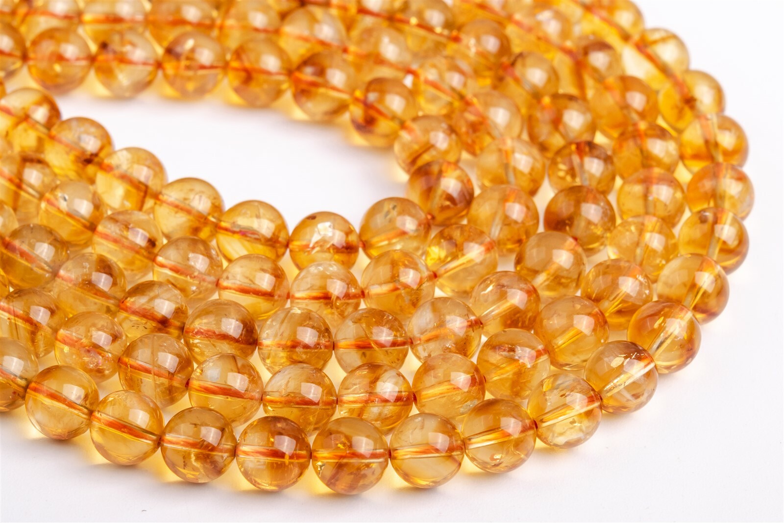 9-10MM Genuine Natural Brown Yellow Citrine Beads Grade AA Round Loose Beads
