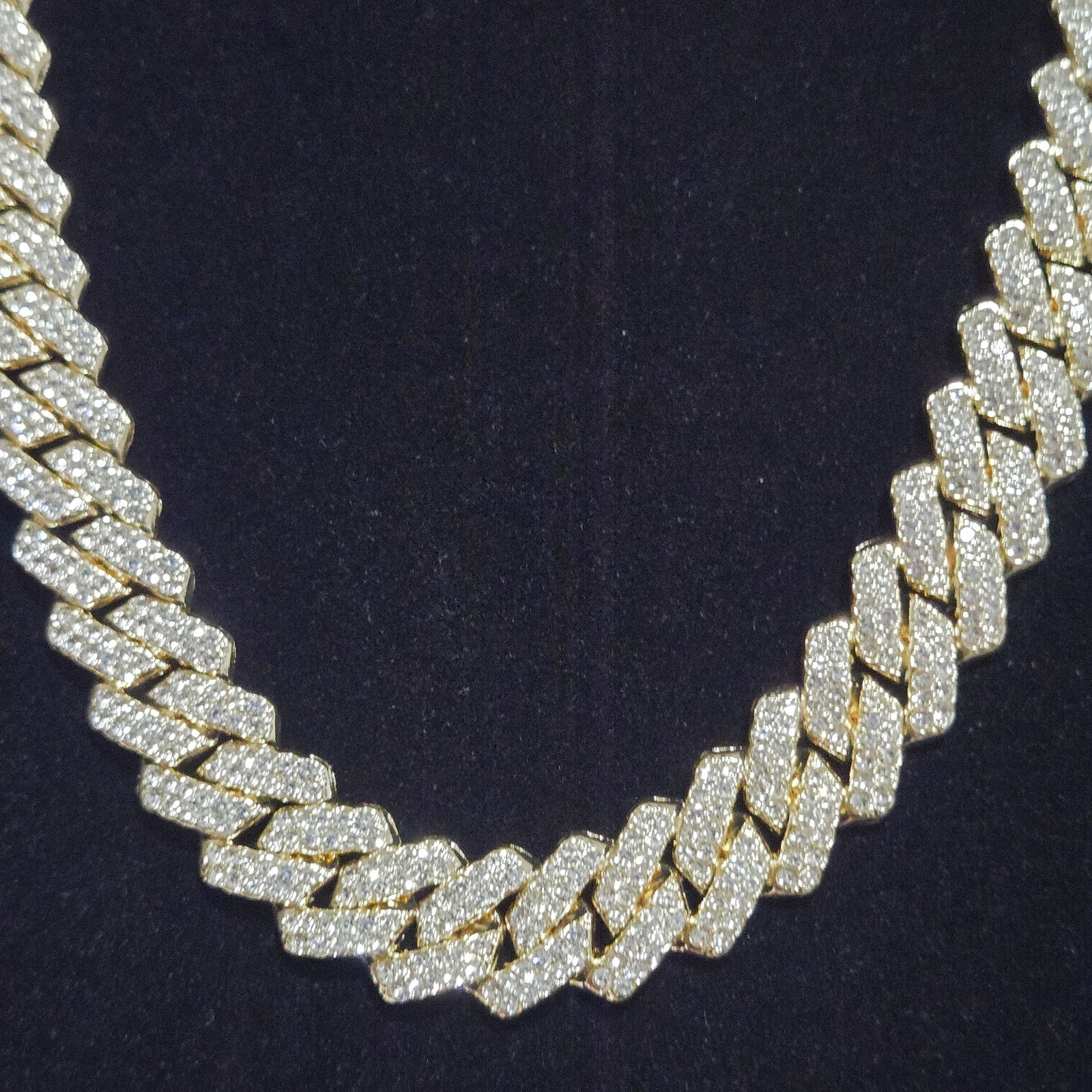 12mm Iced Out Cubic Zirconia Miami Stainless Steel Cuban Chain 20 Inch Necklace