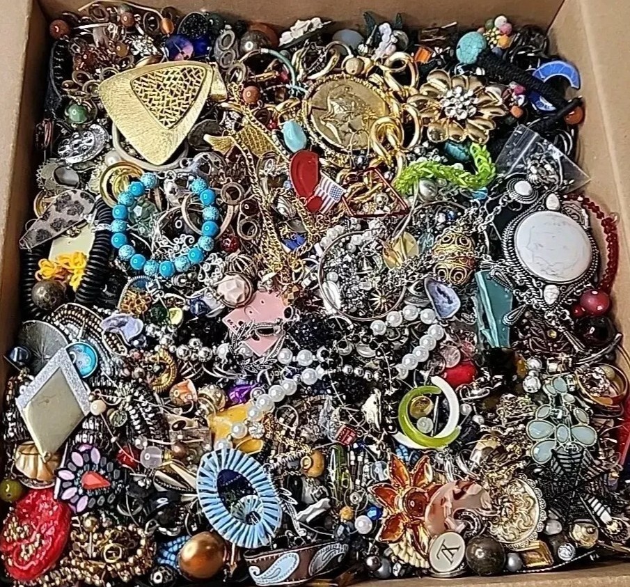 HUGE 20 Pounds Untested Jewelry Lot Vintage Mod Junk Craft & Good Resell Mix In