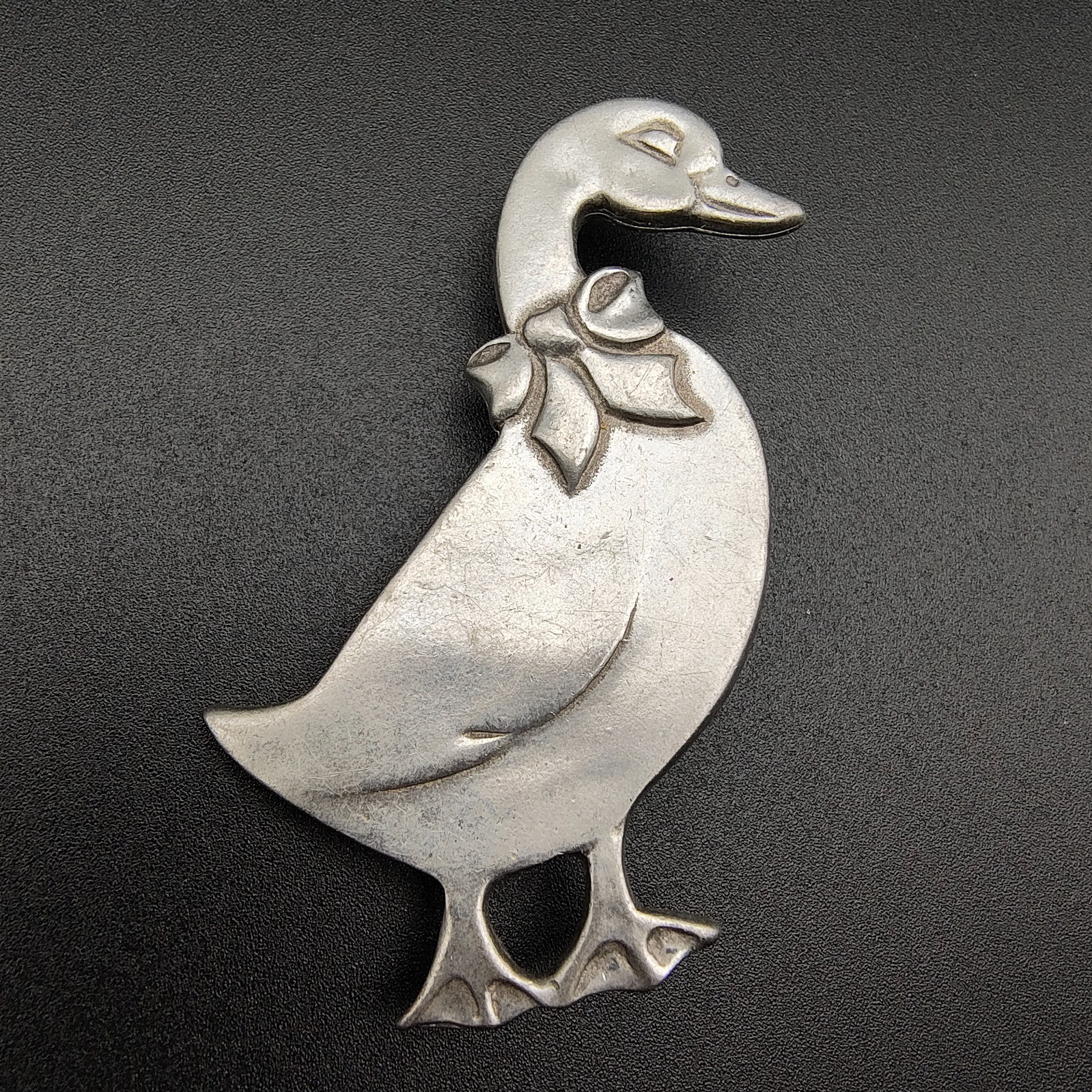 Vintage Seagull Pewter Canada Goose Brooch Country Farmhouse Figural Signed