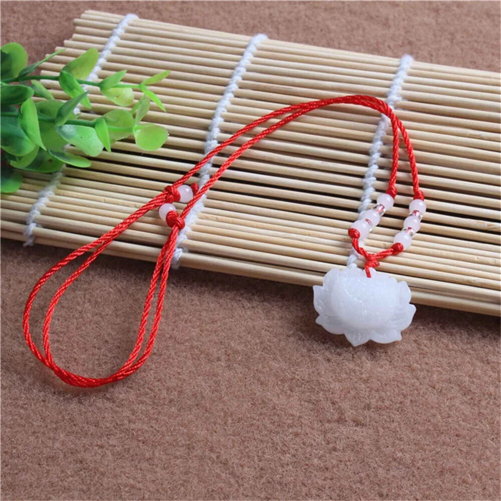 Multicolor Chalcedony Pretty Lotus Green Jade Pendant Charm Amulet Female