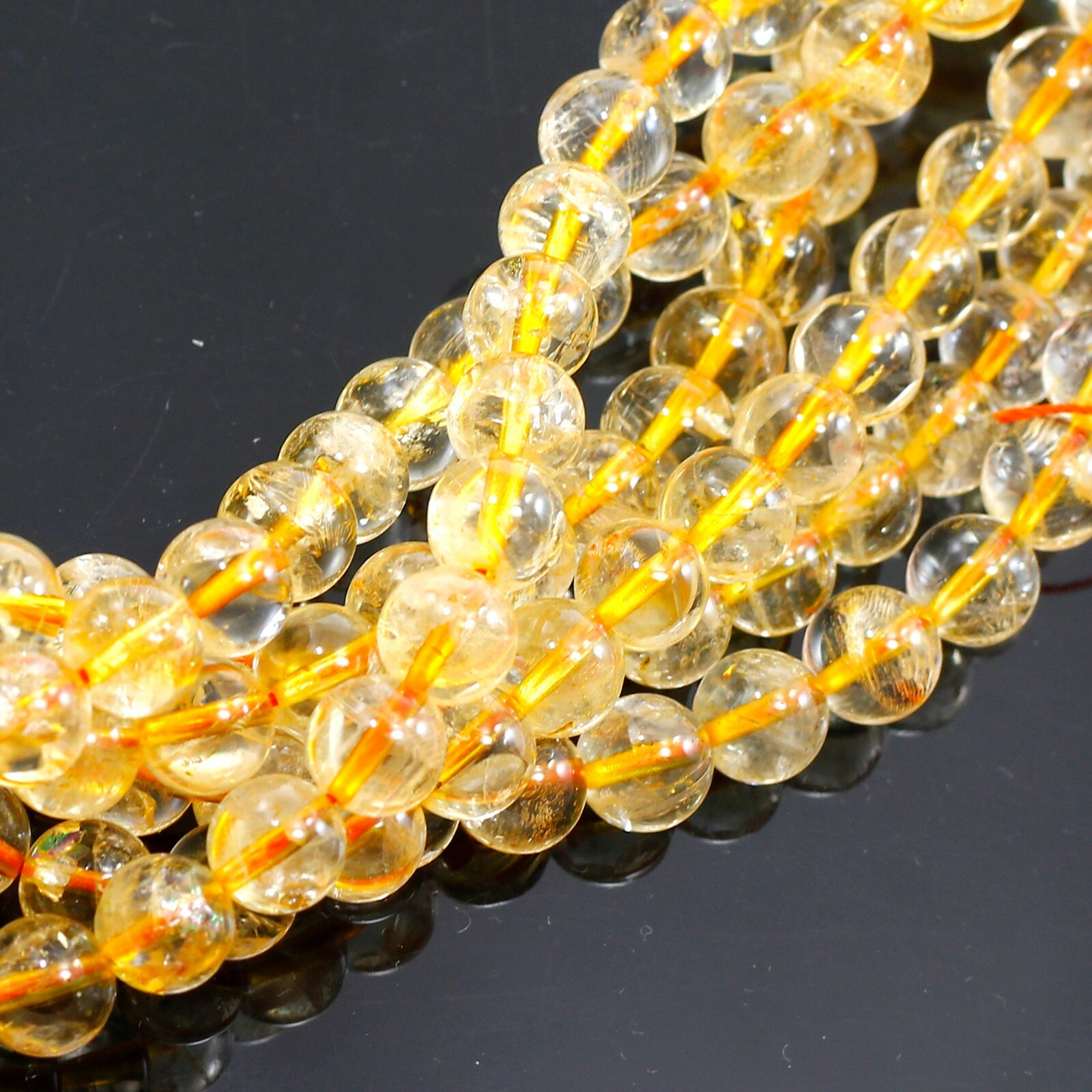 Gemstone Natural Citrine Round Beads Golden Smooth Loose Beads 15″ 4 6 8 10 12mm