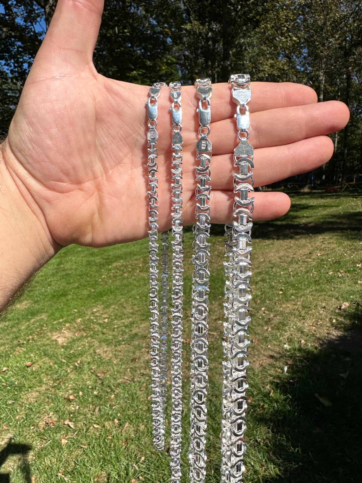Real Solid 925 Sterling Silver Flat Byzantine Chain Mens Necklace Or Bracelet
