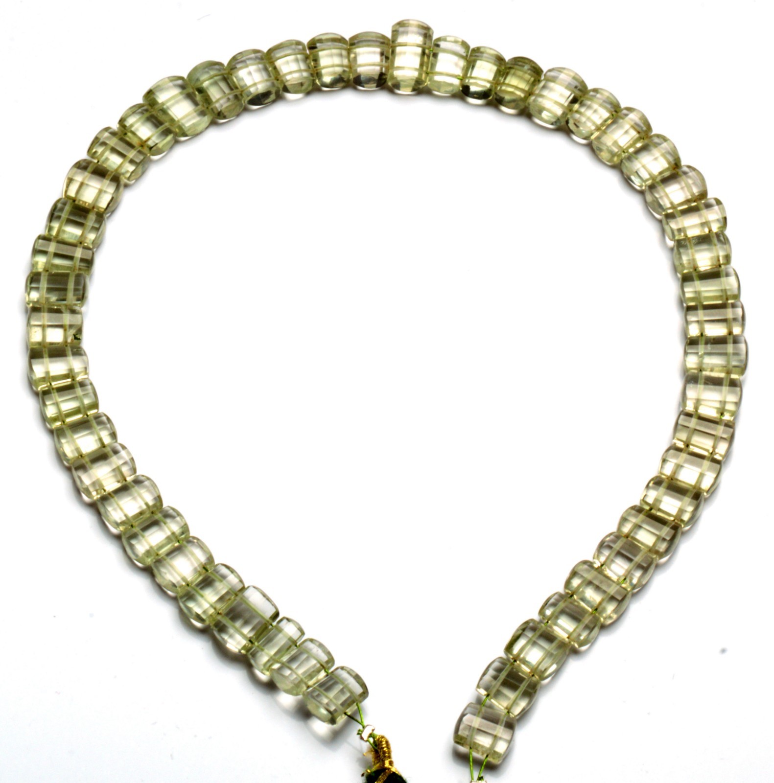 Green Amethyst Prasiolite 8-13 mm Faceted Cut Beads Adjustable Length Necklace