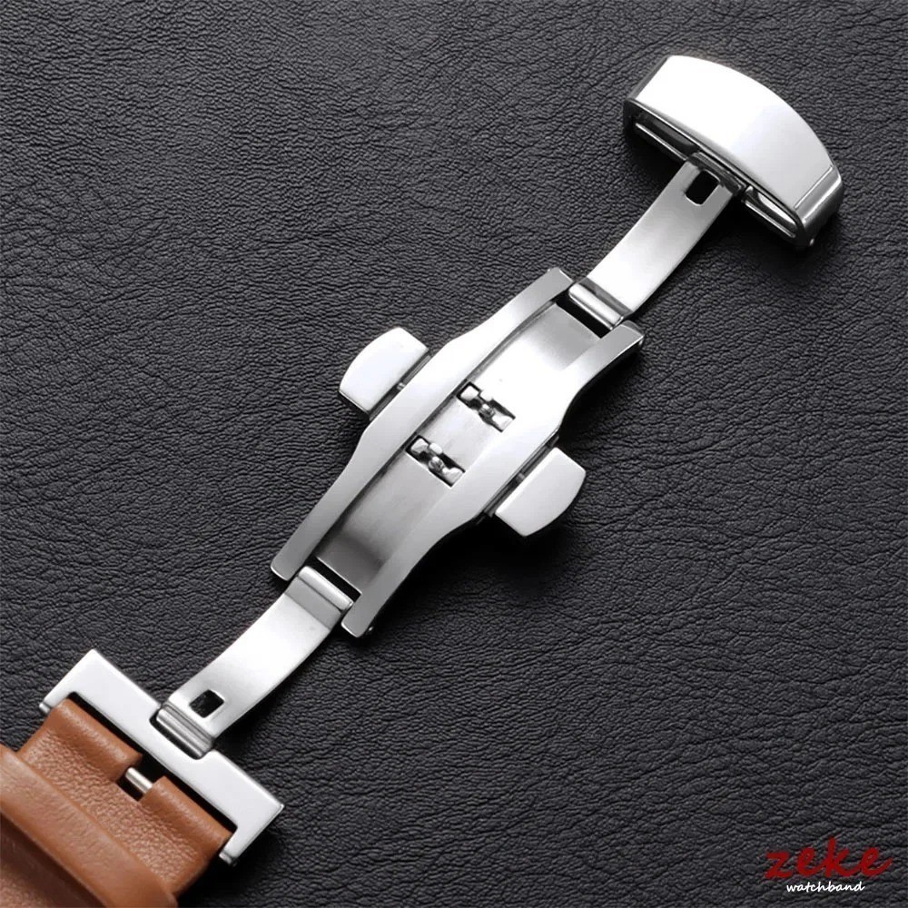 Genuine Calfskin Leather Watch Band 18mm 20mm 22mm 24mm Butterfly Buckle Strap