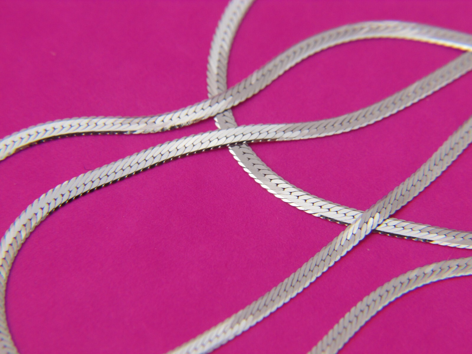 10k white gold herringbone Necklace real 10kt white gold Italian Necklace