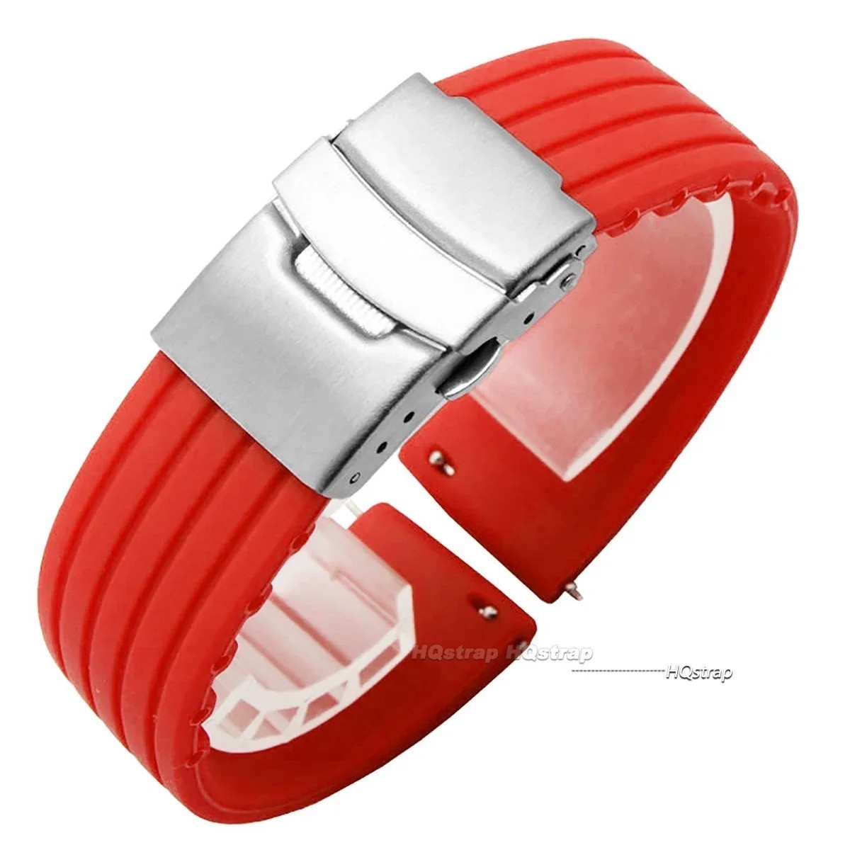 Silicone Rubber Watch Strap Band Waterproof Deployment Clasp 18mm 20mm 22mm 24mm