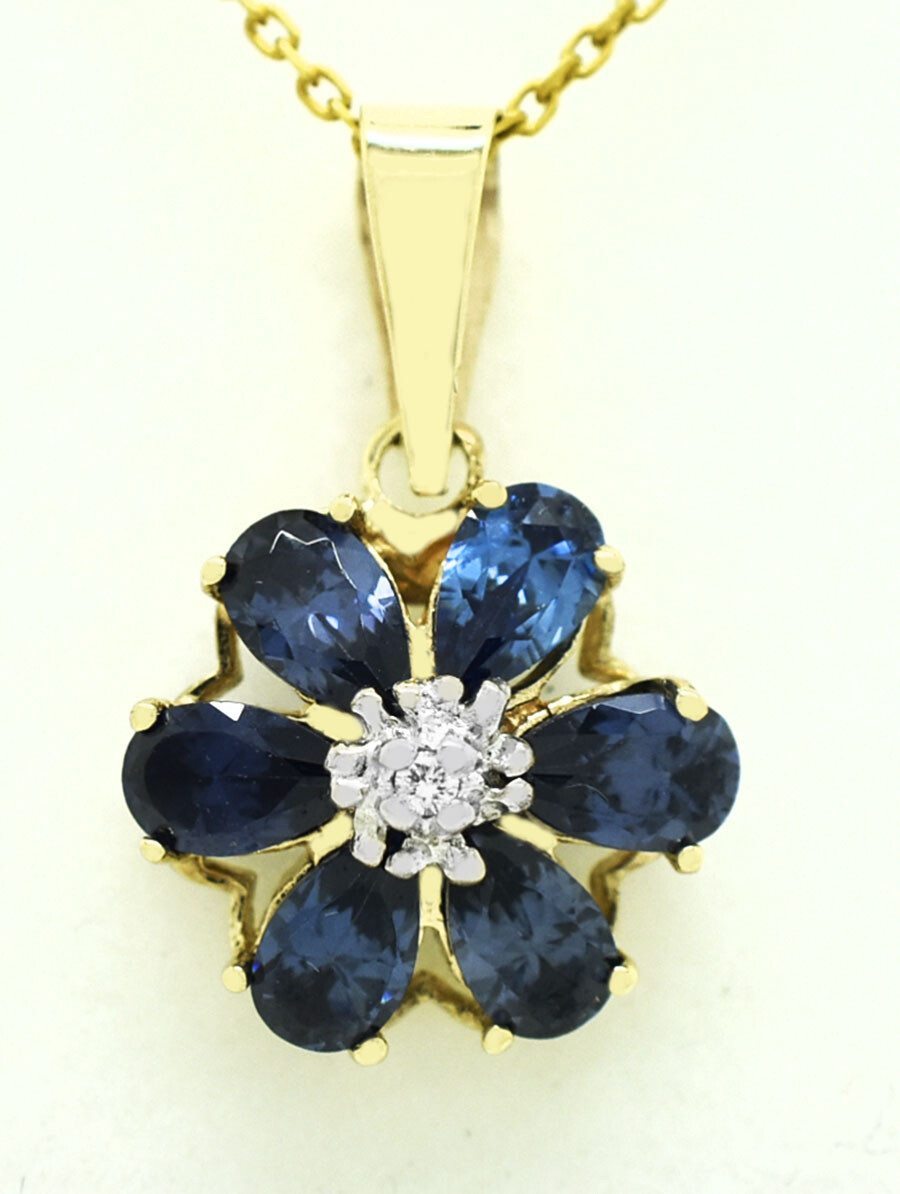 TANZANITE 1.54 Ct & GENUINE DIAMOND PENDANT 10K GOLD – AAA Quality Grade