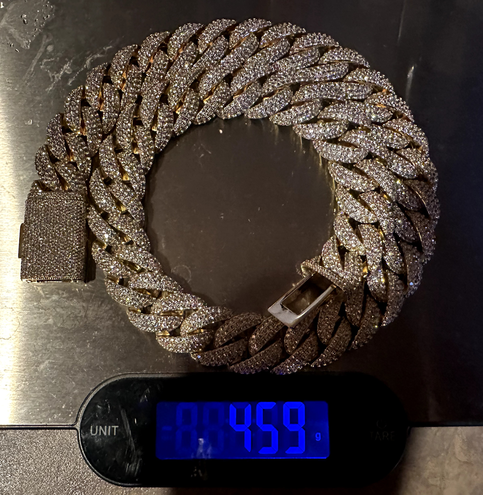 XXL 14k STAMPED Cuban Miami 22mm 124.6ctw Lab Sim Diamonds Gold HEAVY 450g CHAIN
