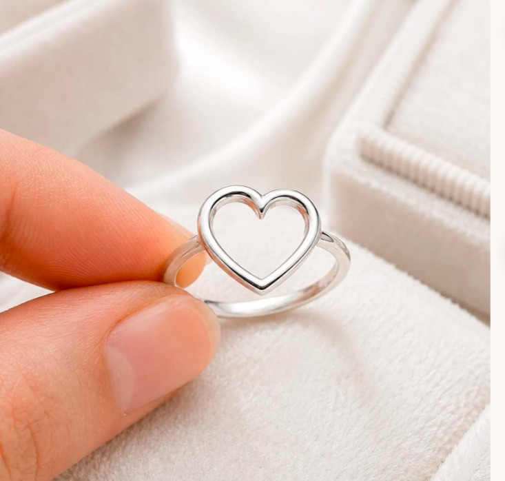 Band Heart Handmade Silver Ring, 925 Sterling Silver, Dainty Silver Ring,