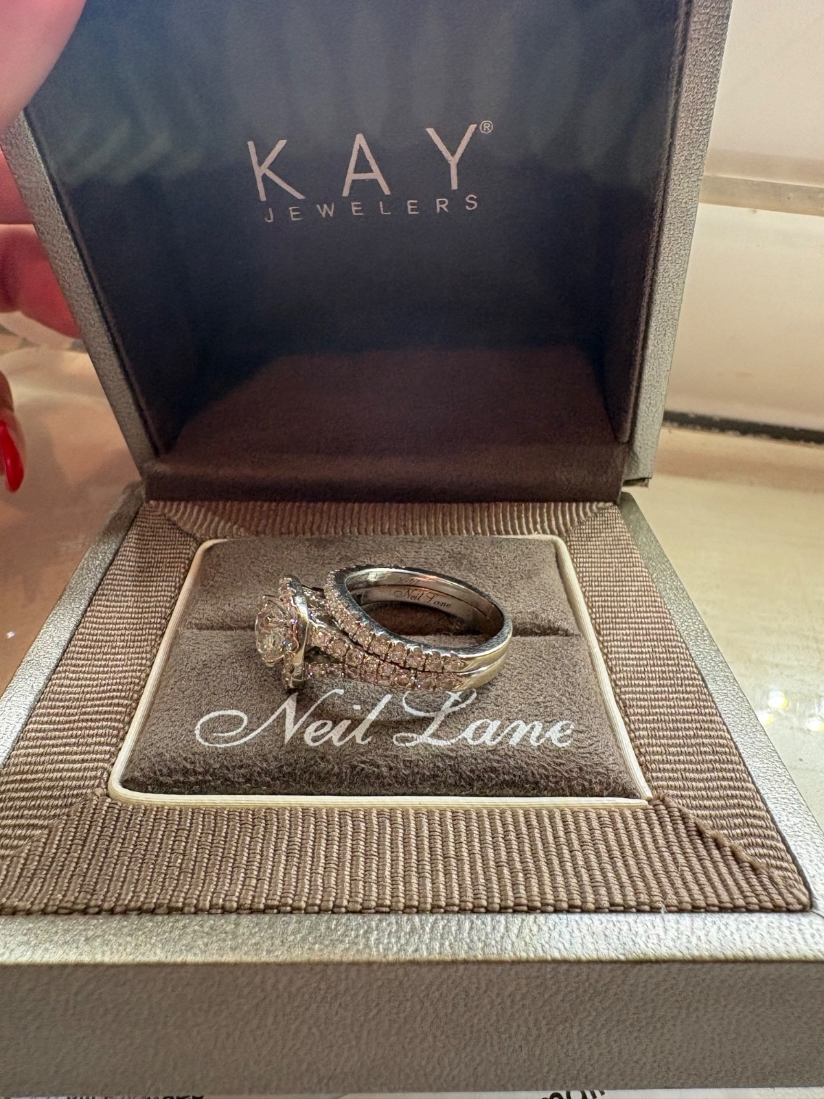 Neil Lane Engagement wedding set 2.54 CTW Cushion-cut 14K White Gold Size 7