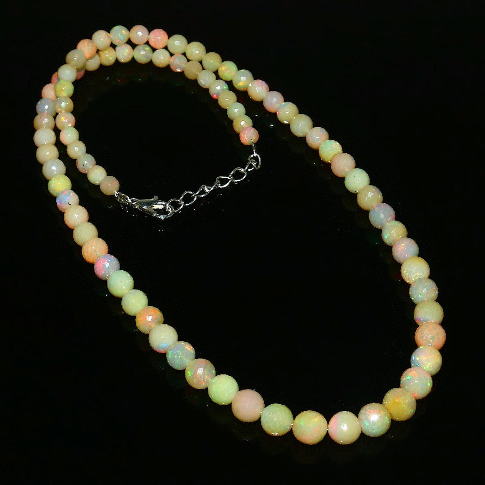 Ethiopian Opal Faceted Rondelle Beads, Multi Fire Welo Opal Beads Blue Opal 1183