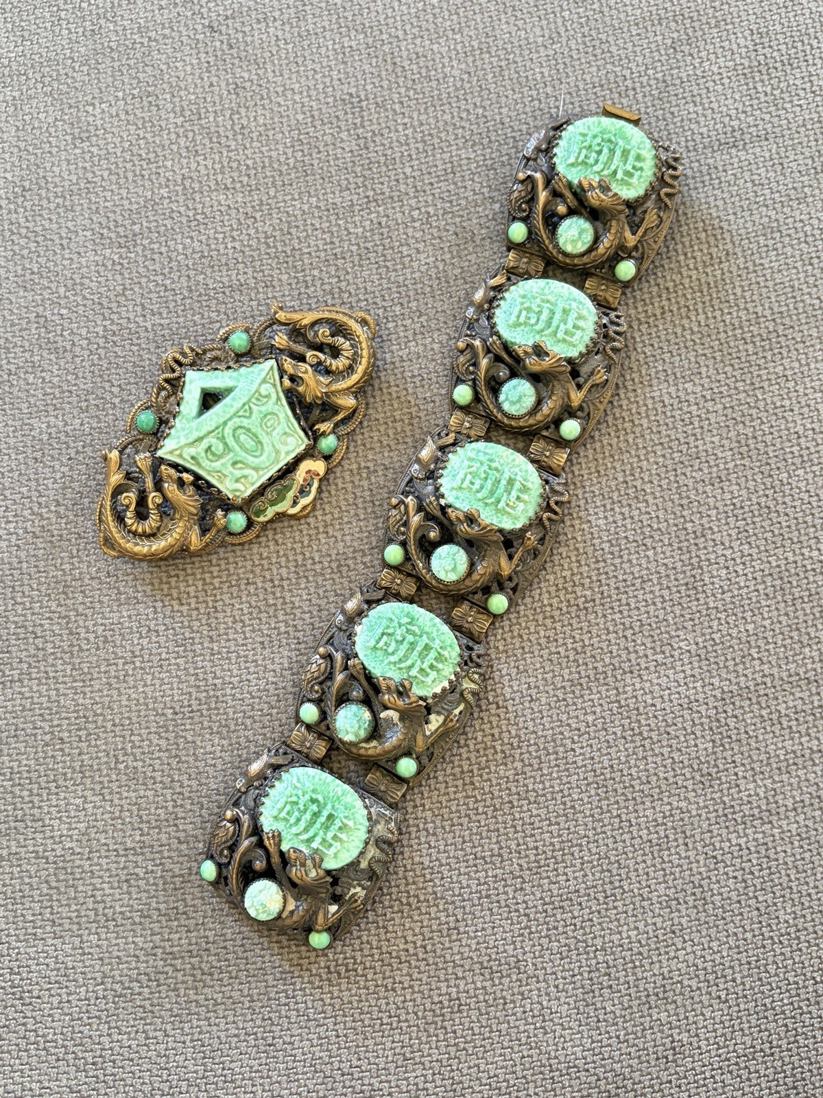 Rare Max Neiger dragon bracelet brooch set
