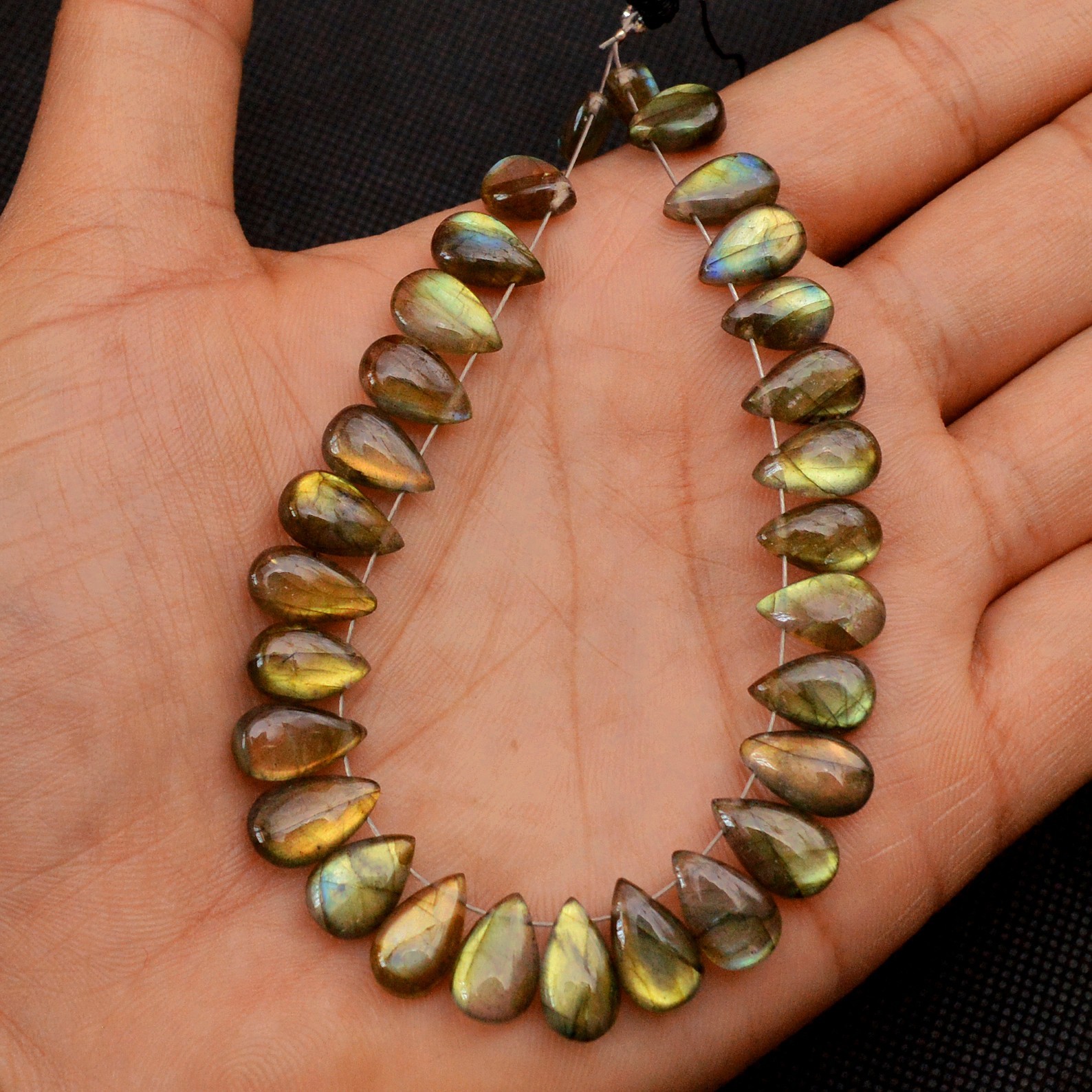 28 Pcs 87 Cts Natural Labradorite Loose Briolette Gemstone Lot 10×5 8x5mm #18629