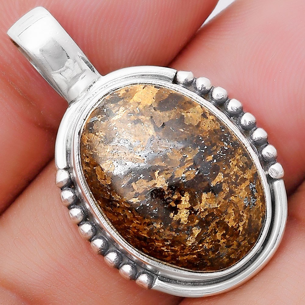 Natural Bronzite 925 Sterling Silver Pendant Jewelry P-1326