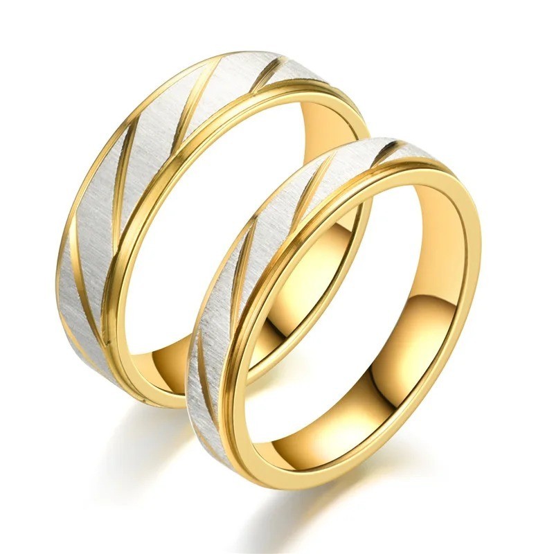 Men Women Rings Modern Stainless Steel Color Engagement Ring Wedding