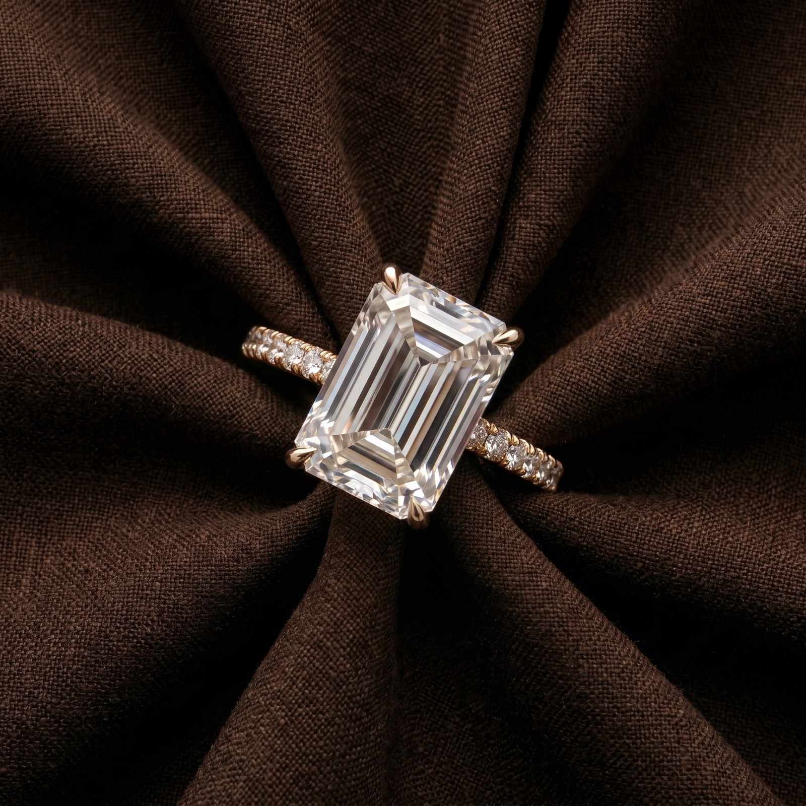 Stunning 5 Ct Emerald Cut Moissanite Engagement Ring – 14K/18K Gold Plated