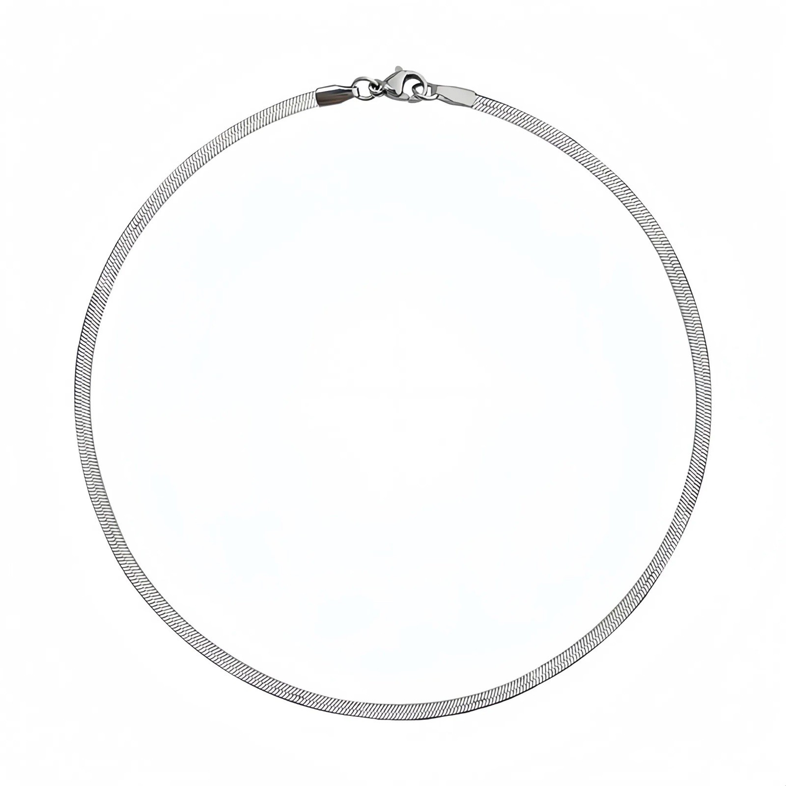 Stainless Steel Herringbone Snake Flat Chain Classic Necklace Men Women 24″