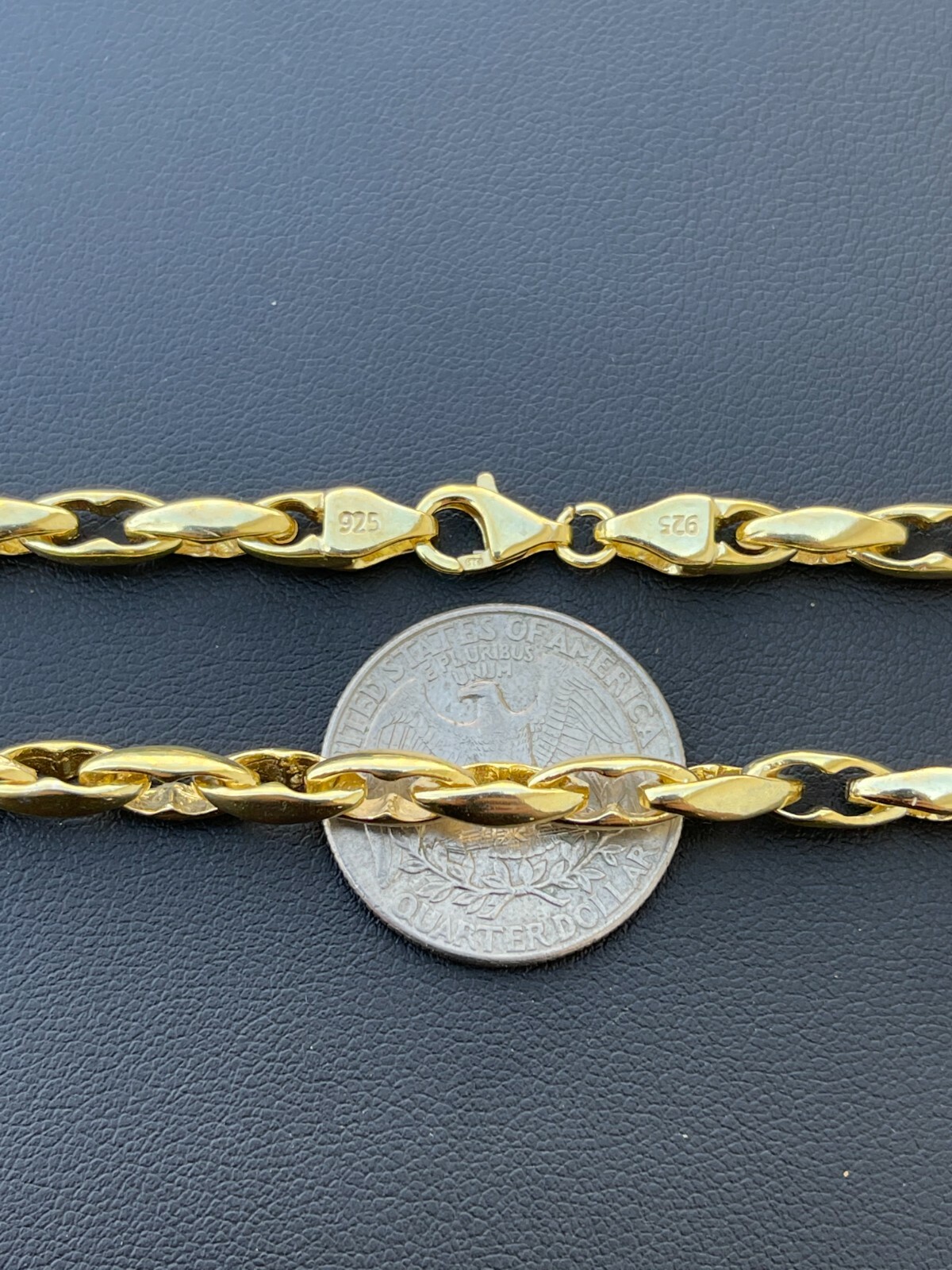 14k Gold Plated 925 Silver 5mm Custom Anchor Rolo Link Chain Necklace Bracelet