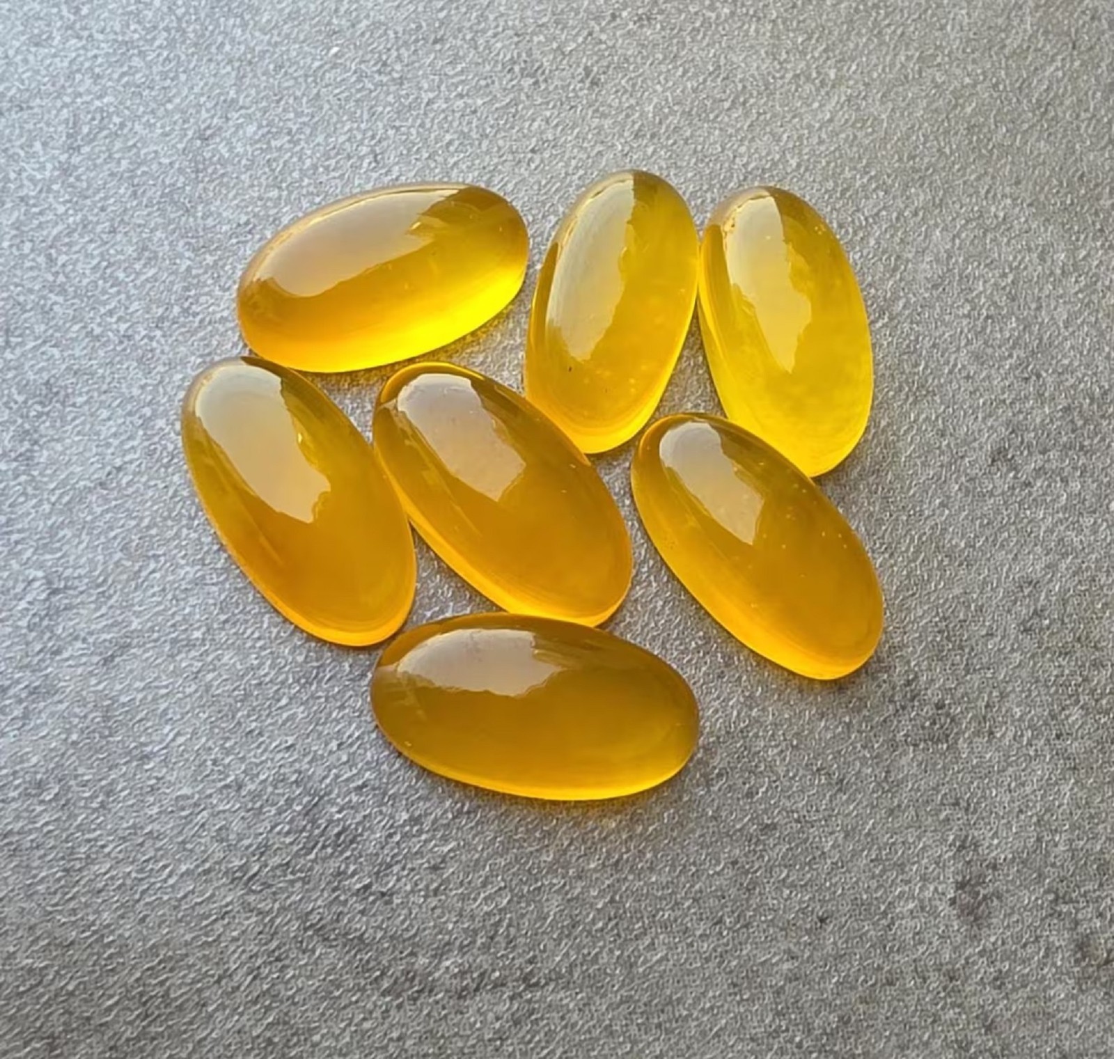 Natural Yellow Chalcedony Long Oval Cabochon Polished Loose Gemstone
