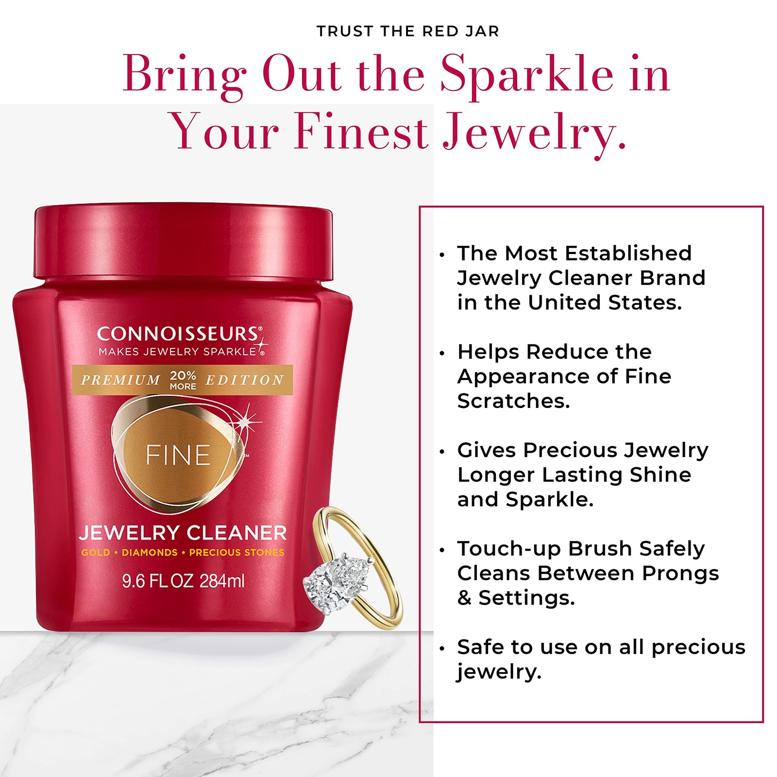 Connoisseurs Premium Edition Fine Jewelry Cleaner Solution for Gold, Diamonds…
