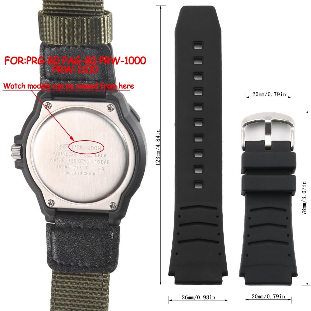 Silicone Watchband for Casio PRG-80 PAG-80 PRW-1000 PRW-1100 Men’s Replacement S