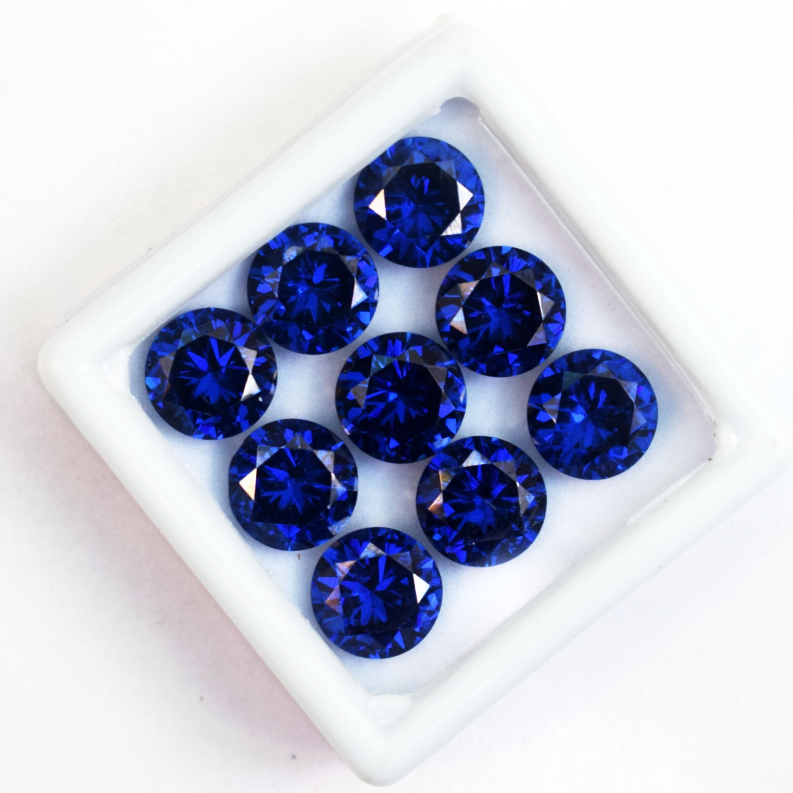 40 CT Flawless Royal Blue Sapphire Round Cut Certified Loose Gemstone 9 Pcs Lot
