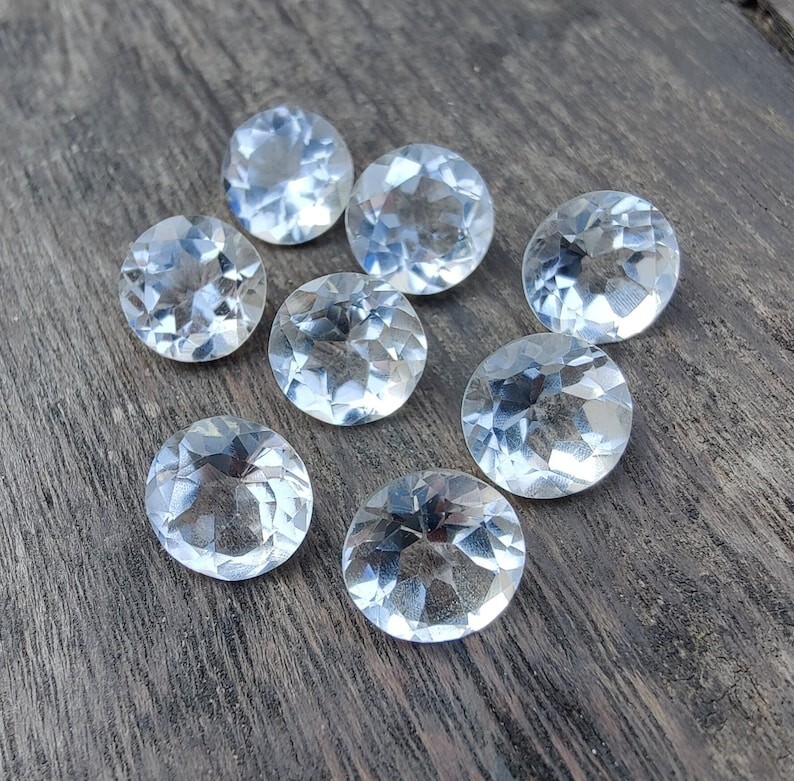 Natural Crystal Quartz Round Faceted Cut Loose Gemstones for Jewelry Making