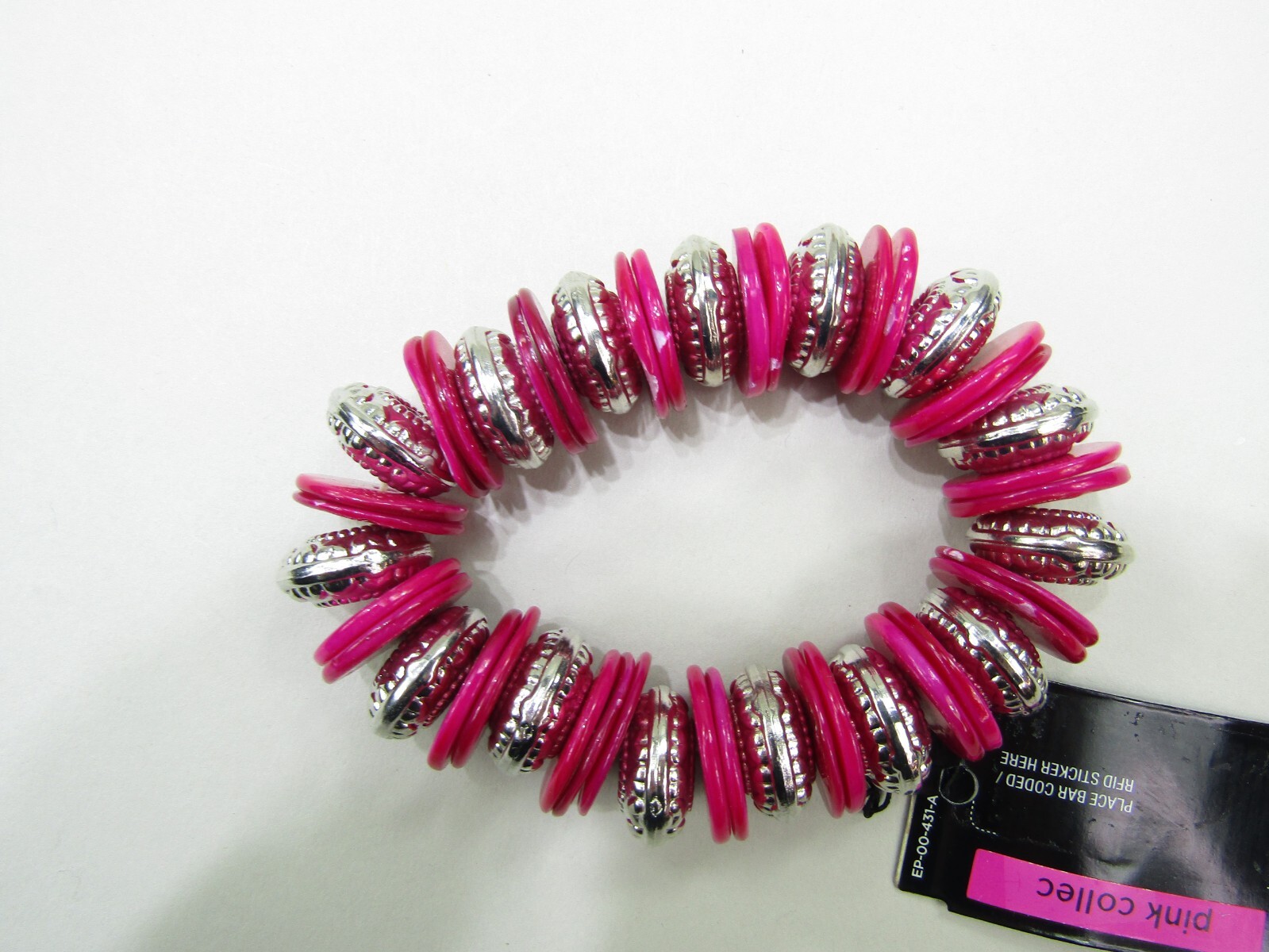 Pink Collec Costume Jewelry Bracelet Chunky Coastal Chic Preppy Pink Silver New