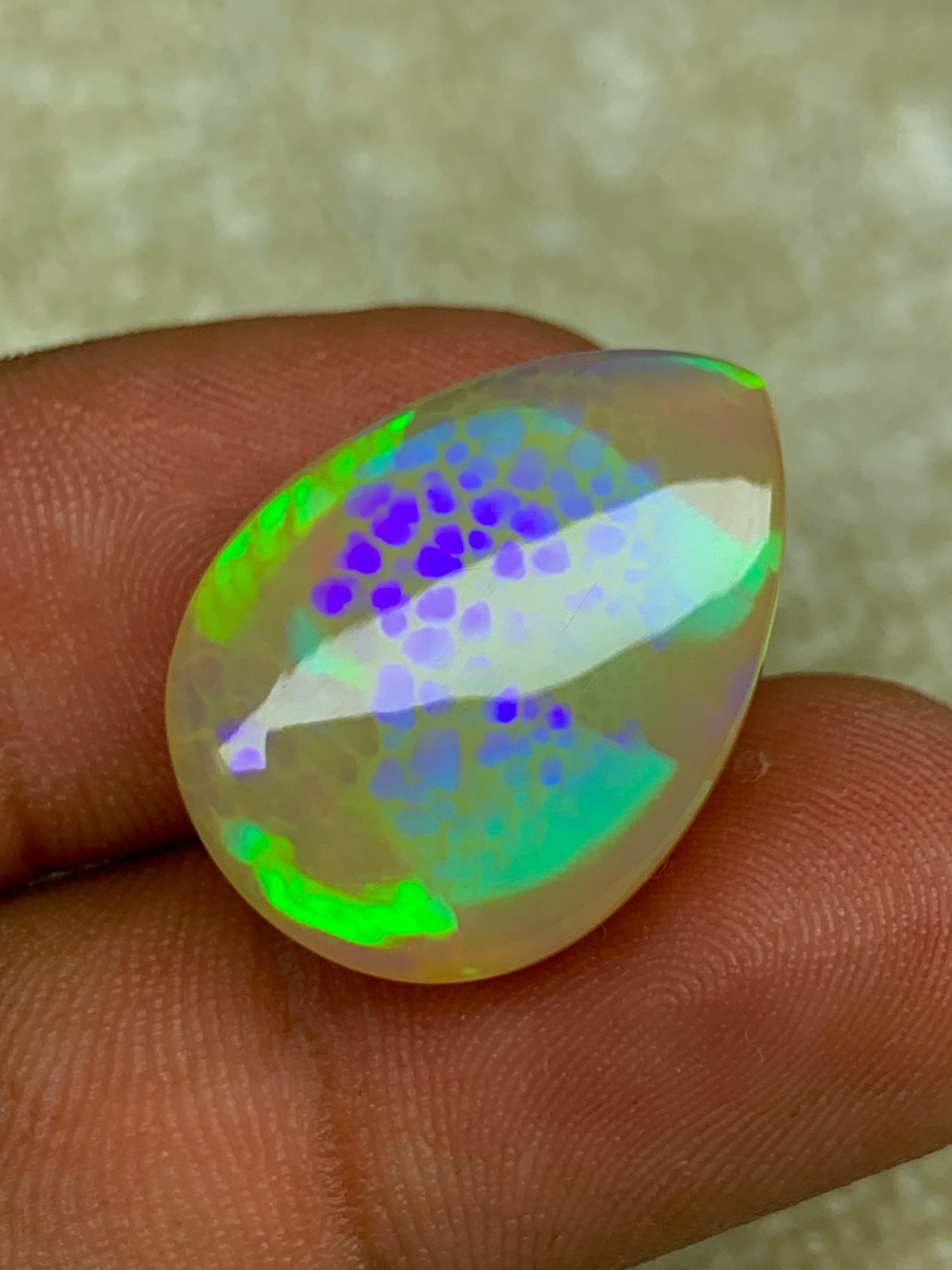 Natural Ethiopian Honeycomb Opal 13.80 Carat Pear Cabochon Collector Grade Gem