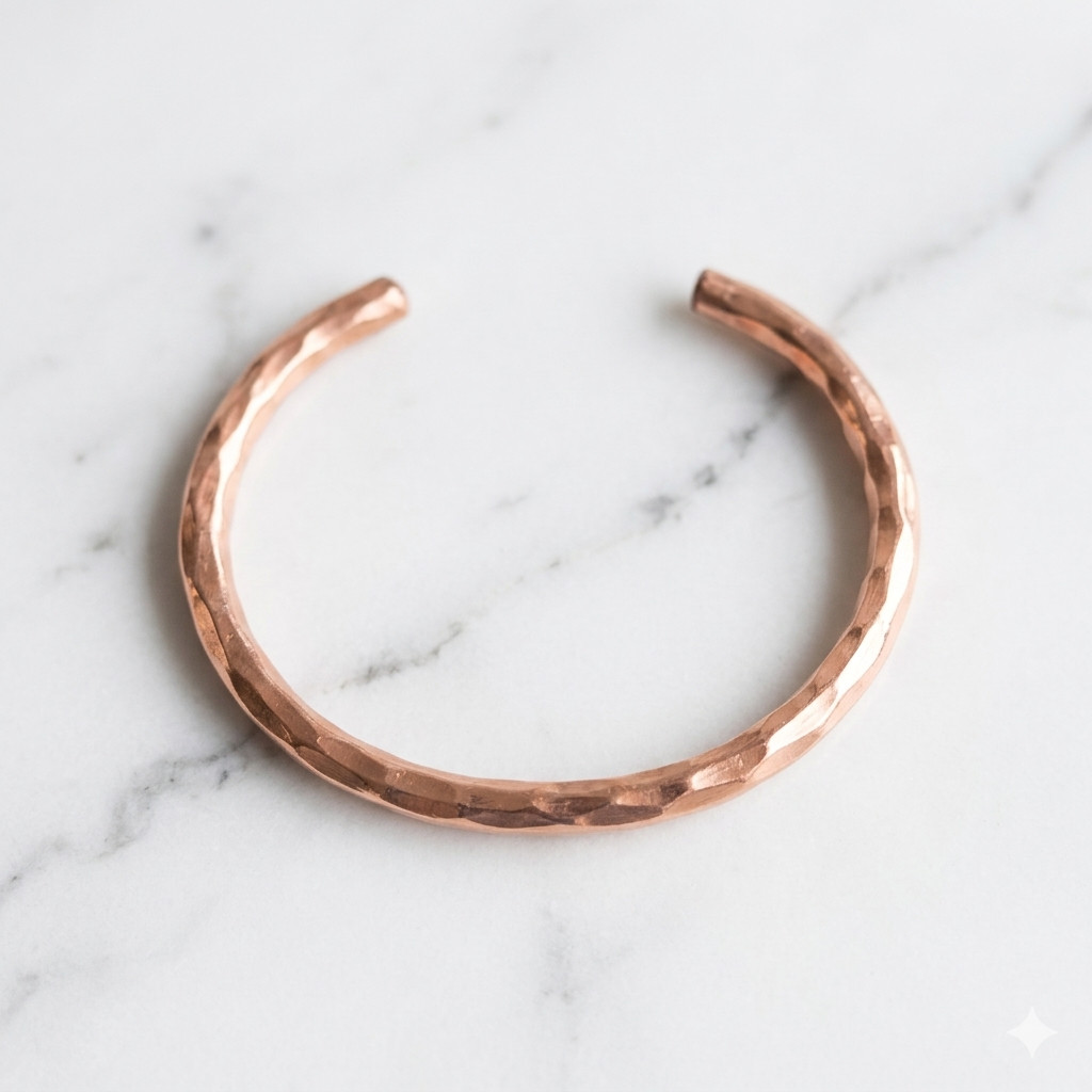 Hammered Solid Copper Cuff – Pure Copper Arthritis Therapy Adjustable Bracelet