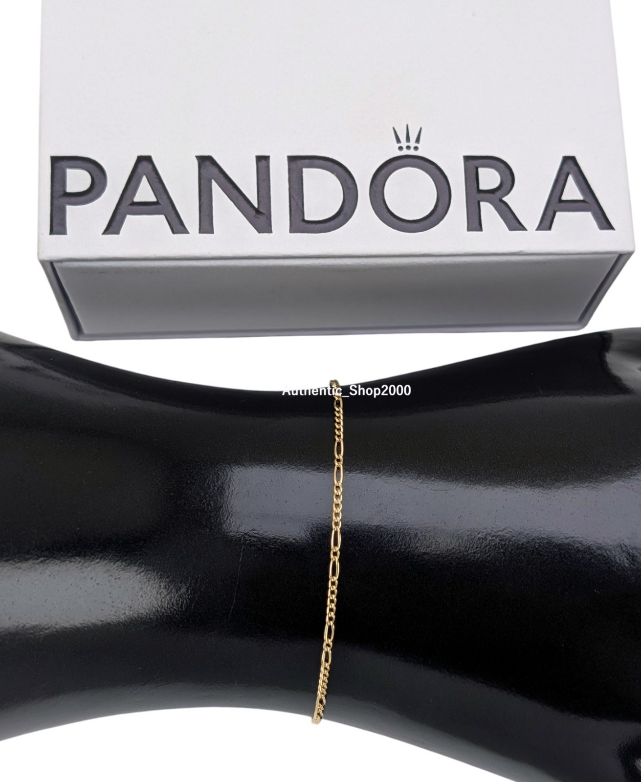 New 100% Genuine 14k Yellow Gold Pandora Era Figaro Chain Bracelet 554448C00