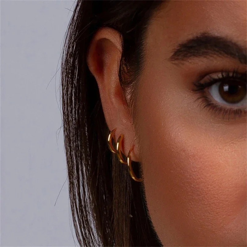 Stainless Steel Huggie Hoop Earrings Unisex Fashion Jewelry For Women, Men