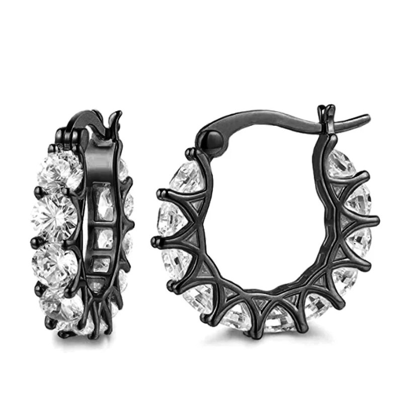 1Pair Full CZ Crystal Hoop Earrings Women Party Statement Jewelry – NEW