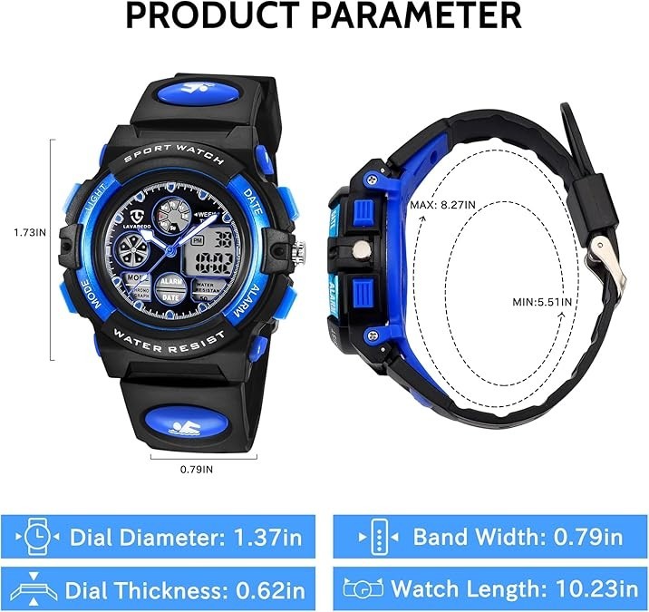 Kids Watch for Boys and Girls Ages 5-15, Analog Digital Waterproof with Alarm Cl