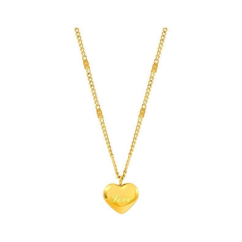 Fashion Woman 18k Gold Plated Stainless Steel Heart Charm Love Chain Necklace