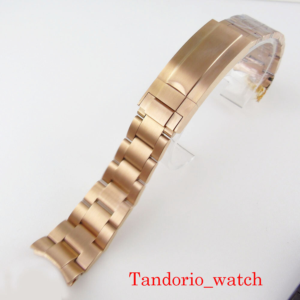 20mm 316L Stainless Steel Watch Bracelet Gold Black Silver Mens Strap Glide Lock