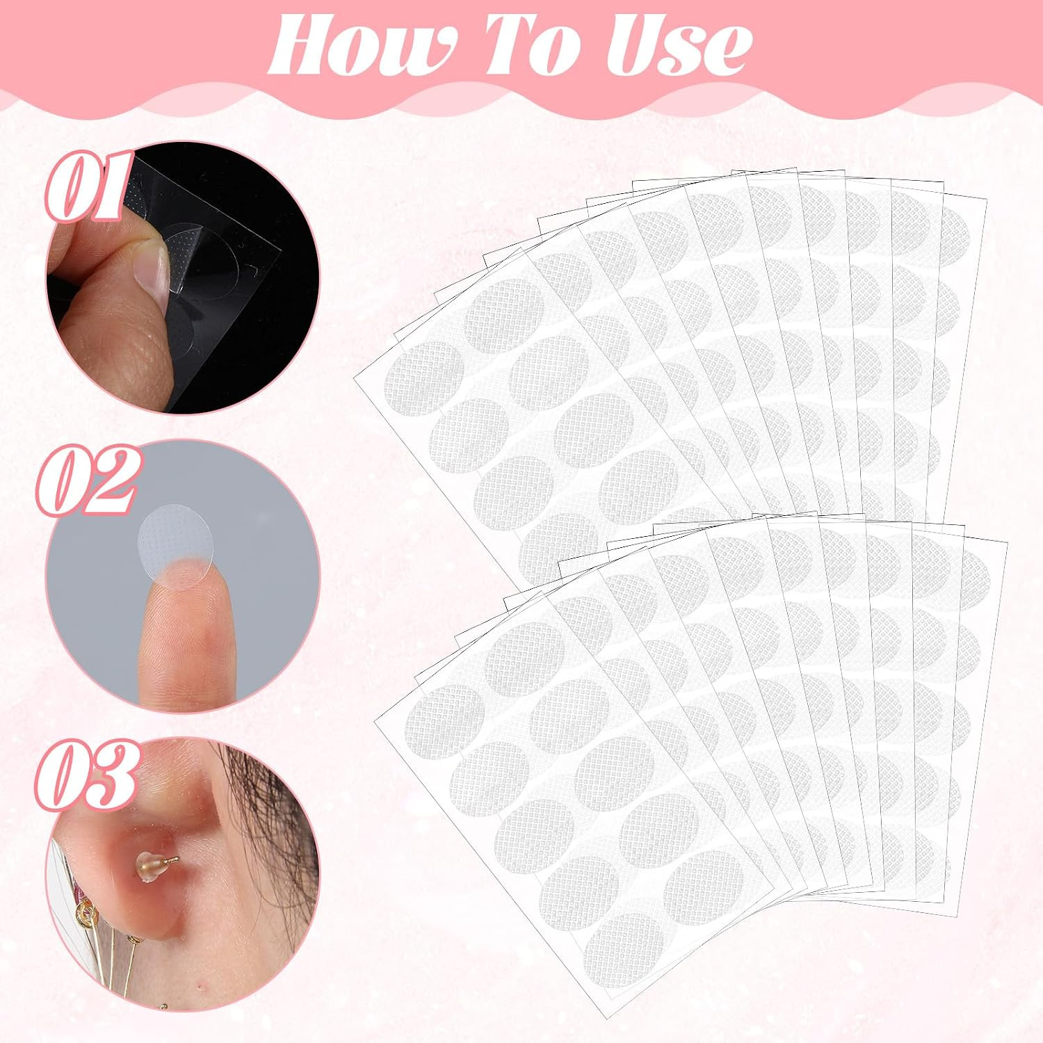 600 PCS Ear Lobe Support Patches for Earrings, Clear Earring Stickers for Hea…