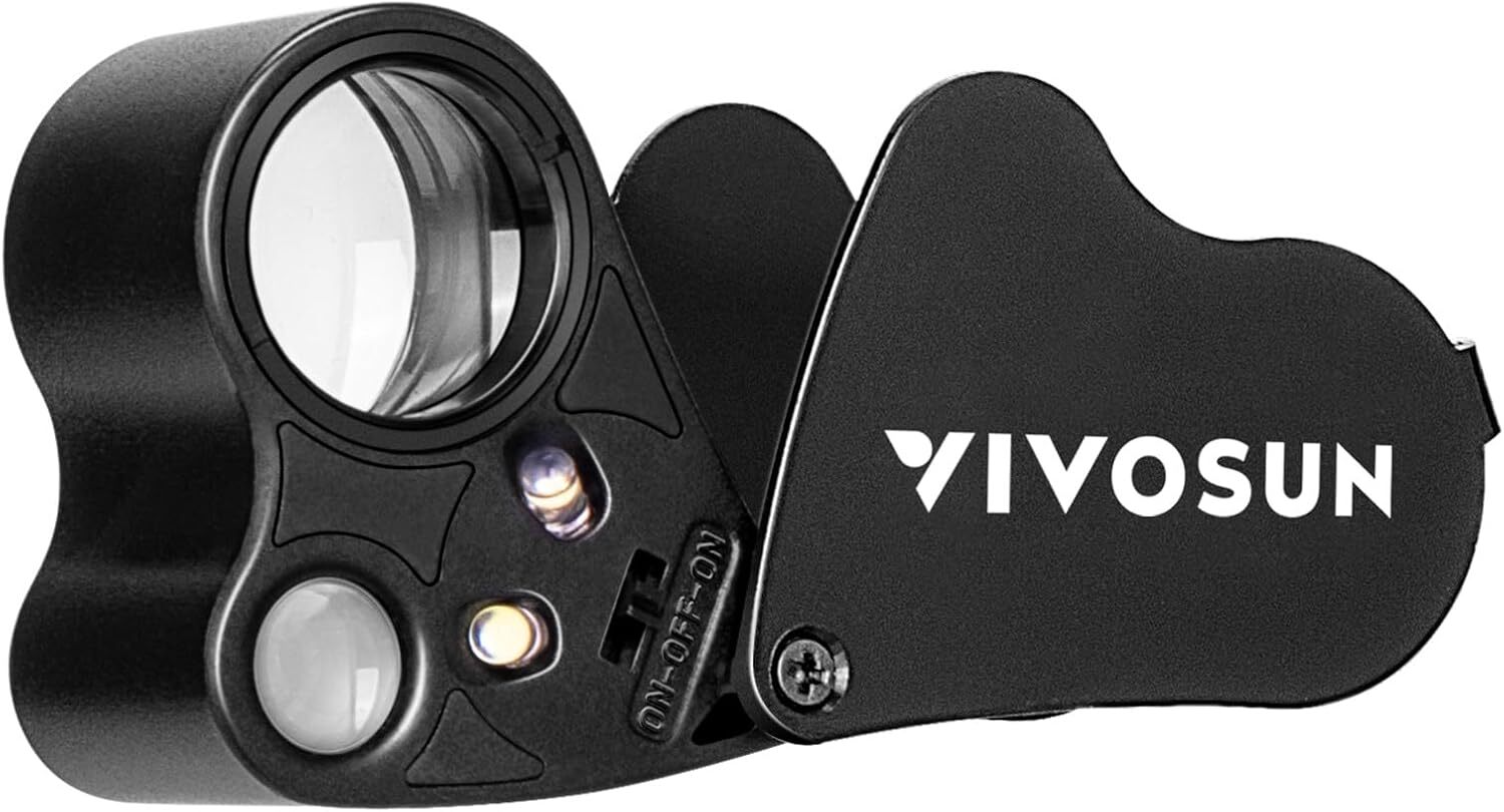 VIVOSUN 30/60X/90X Illuminated Jewelers Loupe Magnifier LED Light for Gems Coins