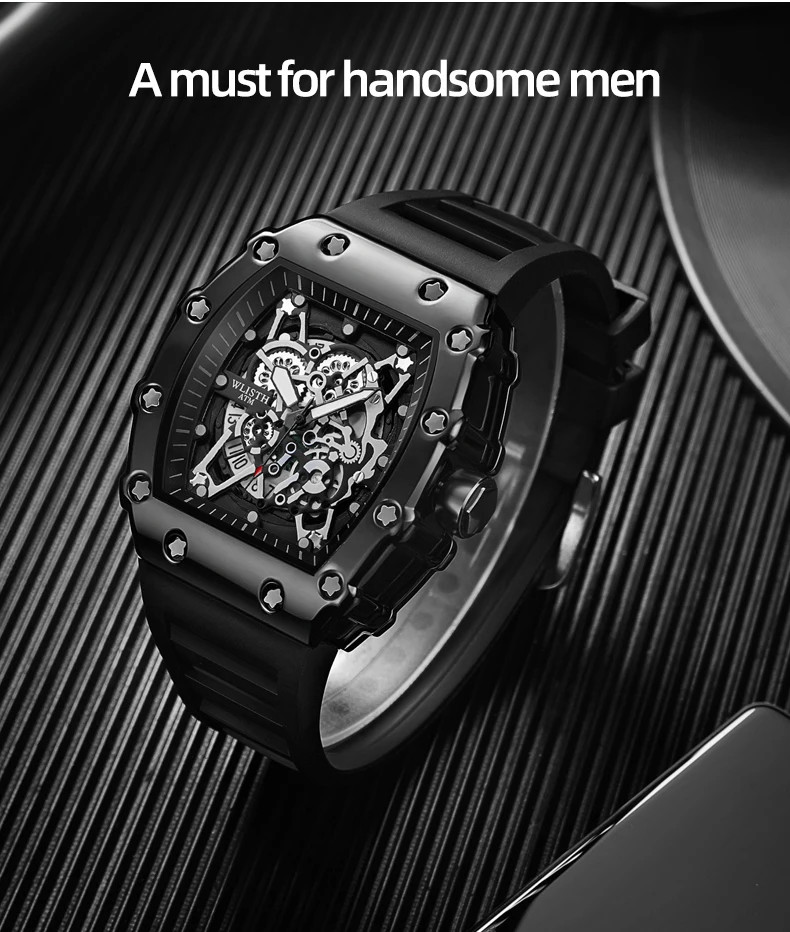 Men’s Quartz Wrist Watch Large Dial Waterproof Sport Luminous Square Analog