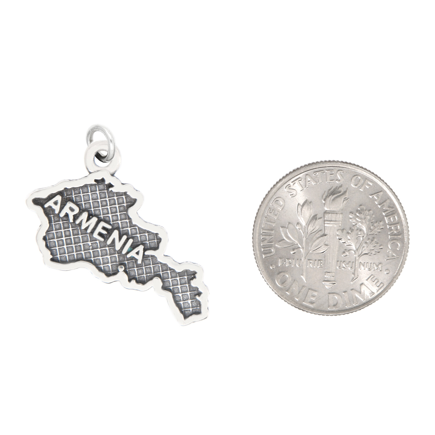 LGU® Sterling Silver Oxidized Armenia Map Charm (With Options)