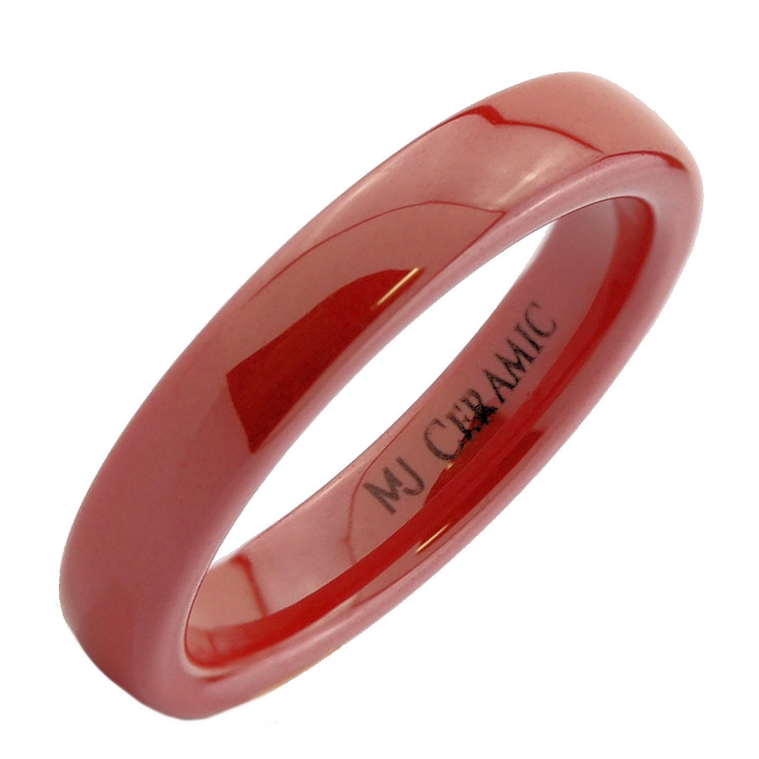 Classic Red Ceramic Wedding Ring 3, 4 & 6 mm widths Comfort fit