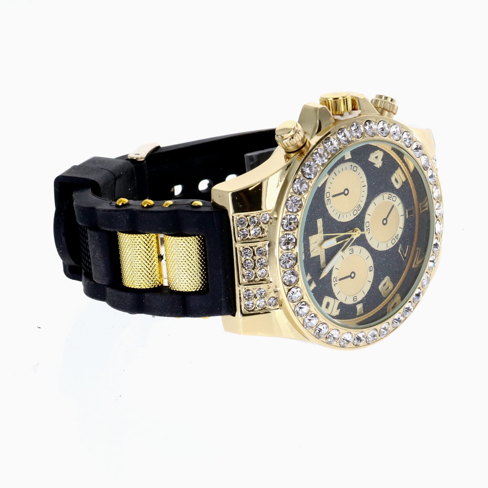 Men’s Hip Hop Watch Iced Bling Rapper Big Stones Silicone Band Luxury Fashion