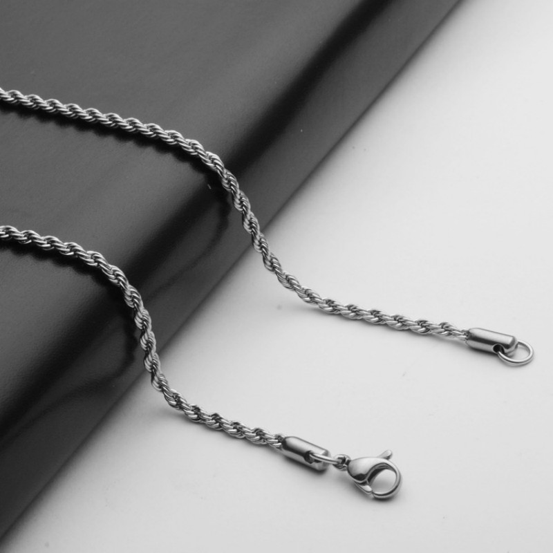 5pcs/lot 2.4/3/4mm Stainless Steel Twisted Rope Chain Necklace for Men Women