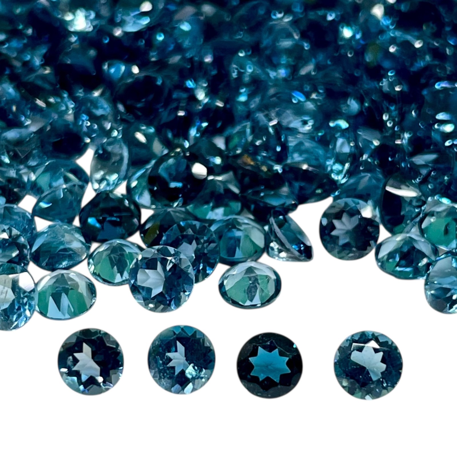 VVS 15 Pcs Natural London Blue Topaz 4mm Round Cut Loose Gemstone Wholesale Lot